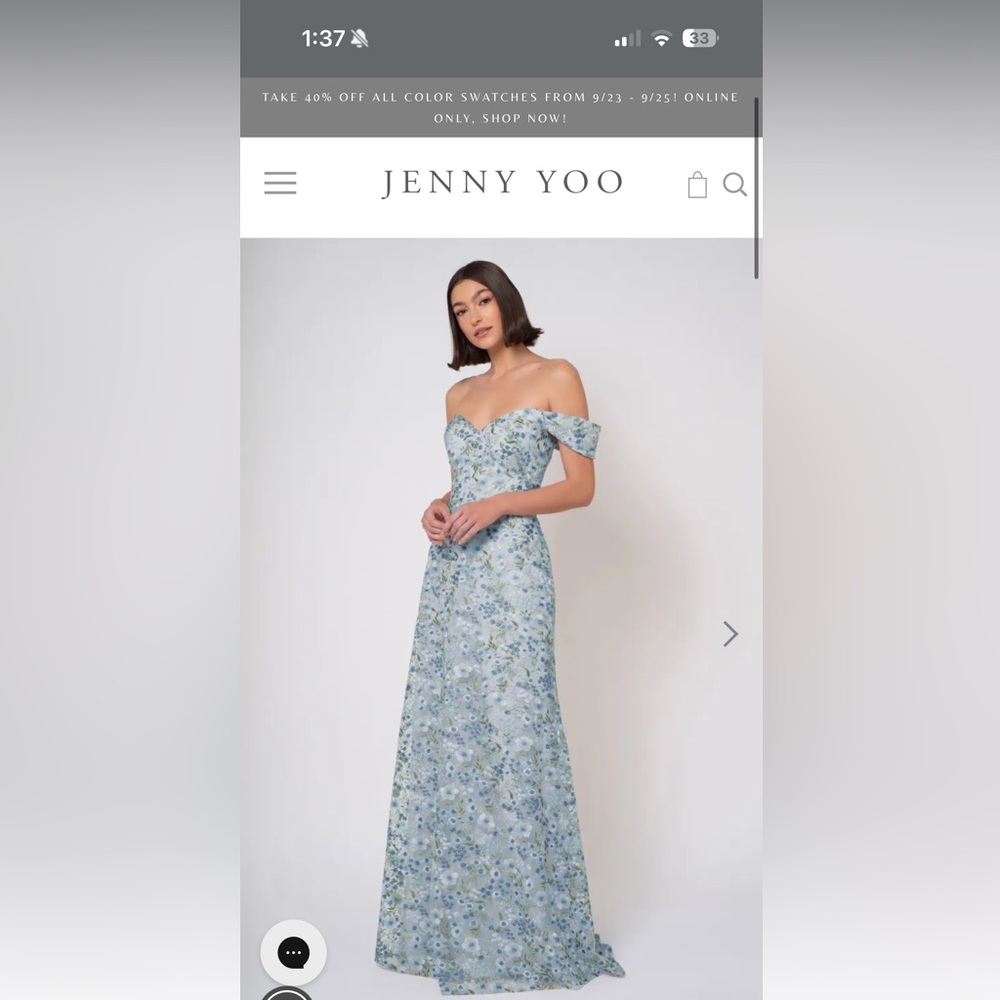 Jenny Yoo Reina Ophelia Blue Floral Bridesmaid Gown